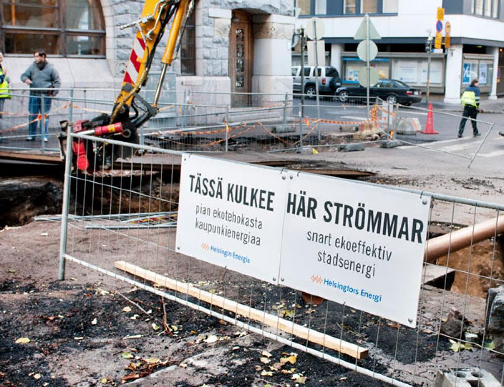 Helsingin Energian työmaa.