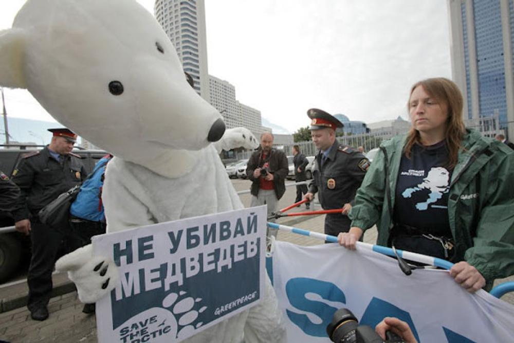 Greenpeacen aktivistit Moskovassa.
