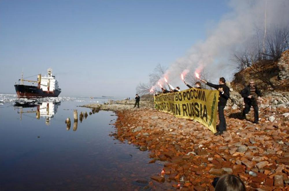 Greenpeacen mielenosoitus Pietarissa.