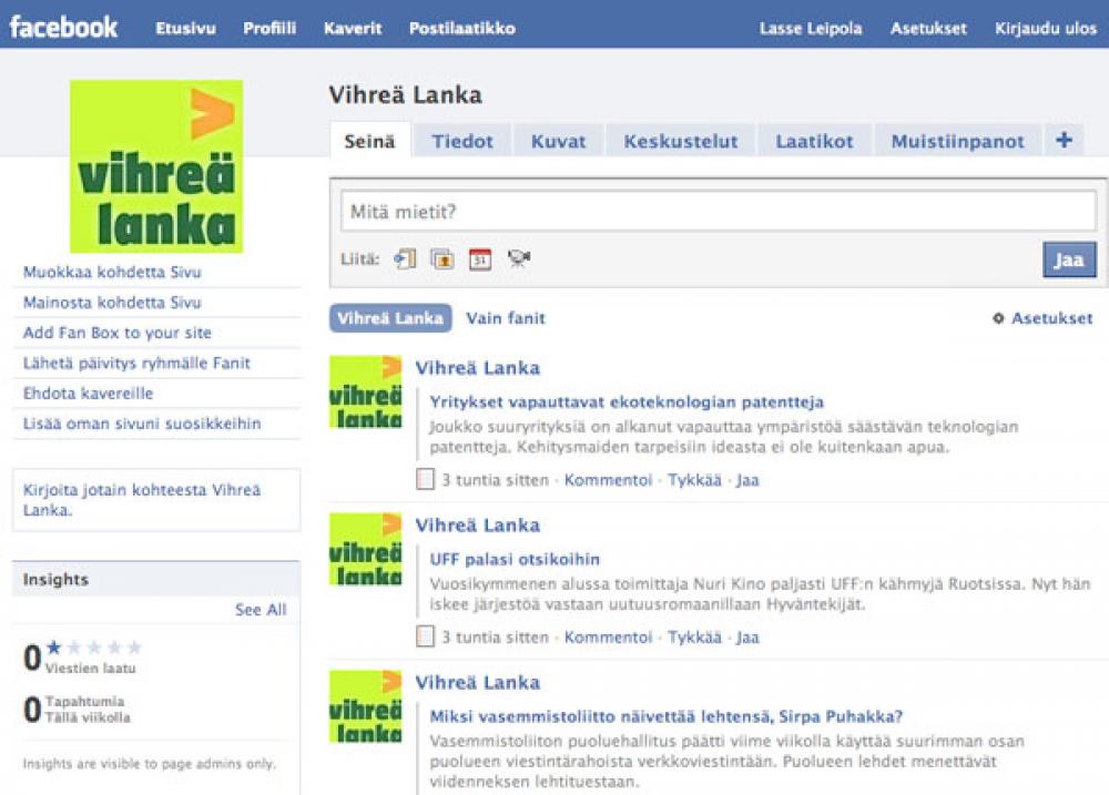 Vihreä Lanka Facebookissa.